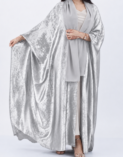 Shimmer Shrug Abaya-Silver