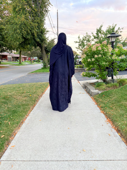 Jacquard Print Abaya-Navy Blue