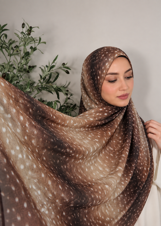 Printed modal hijab- Fawn