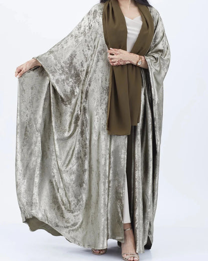 Shimmer Shrug Abaya-Olive