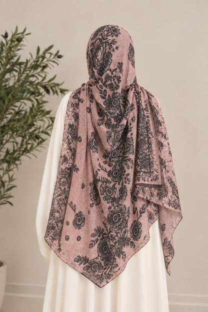 Printed Bamboo Modal Hijab- Wild Rose