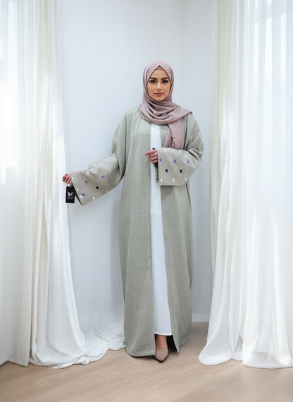 Moon Abaya- Beige with 💜 heart