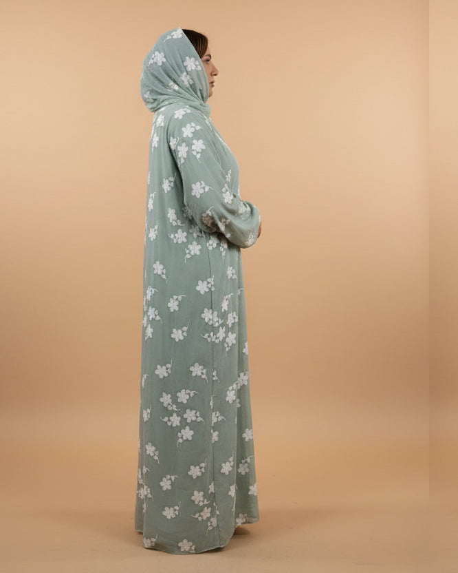 Mint Mist- Embroidery Abaya
