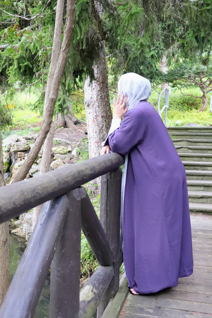 Reversible Abaya in Plum Purple & Dove grey