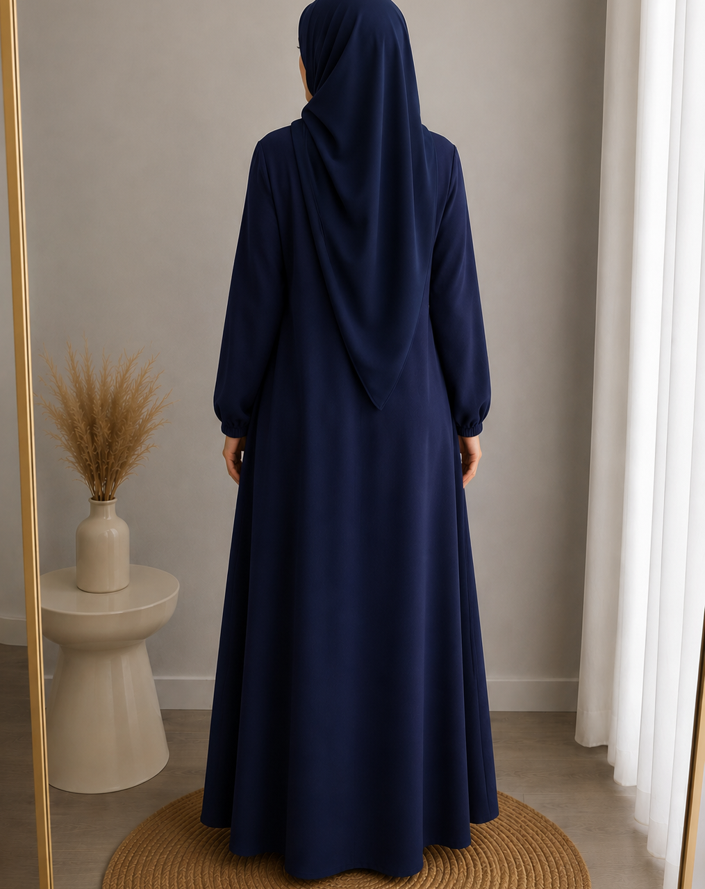 Essential Cotton Abaya-Navy Blue