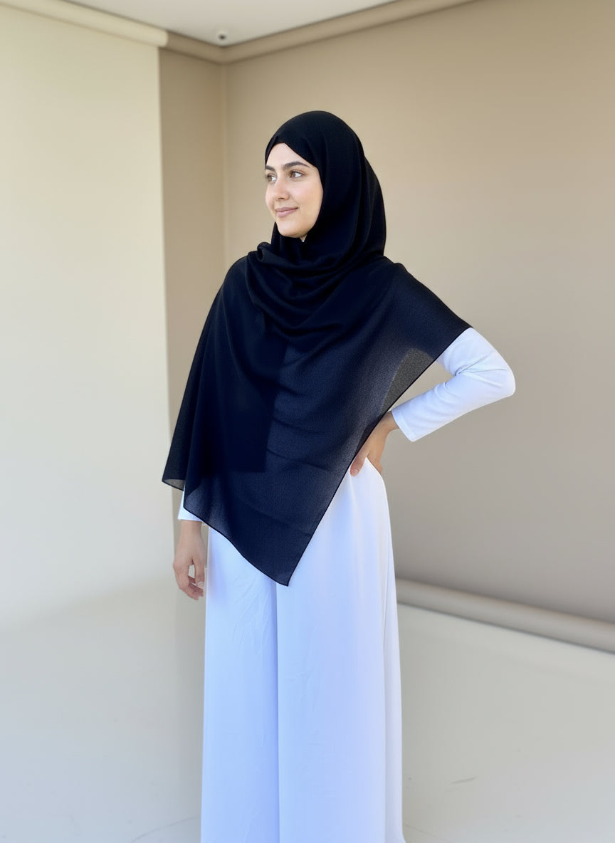 Luxury Plain Modal Hijab- Black