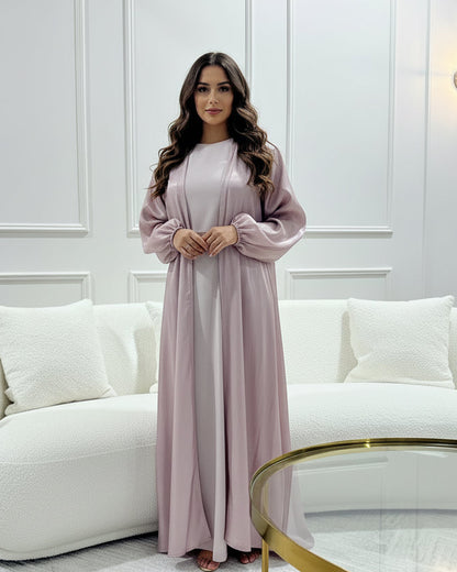 Rose Organza Abaya-Dusty Pink Size