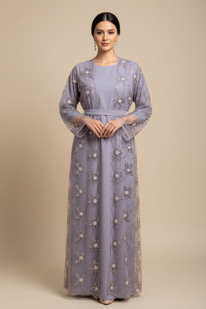 Celestial bloom abaya-Lavender