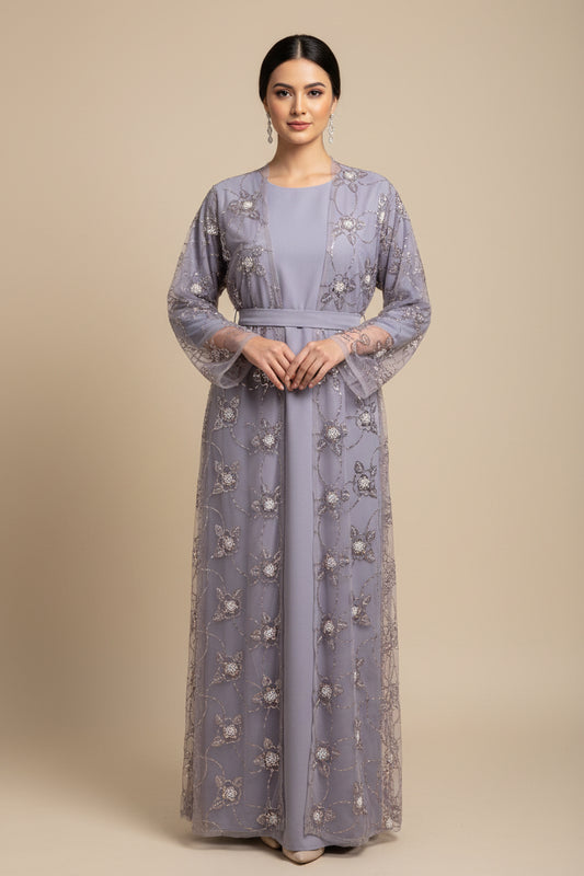 Celestial bloom abaya-Lavender