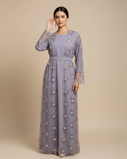 Celestial bloom abaya-Lavender