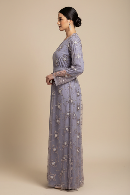 Celestial bloom abaya-Lavender