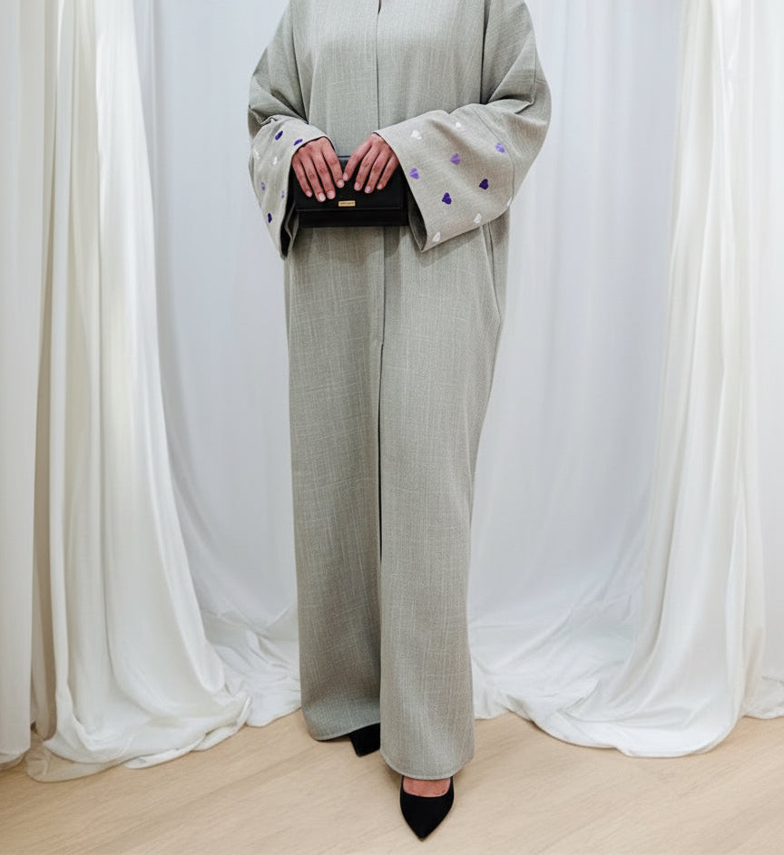 Moon Abaya- Beige with 💜 heart