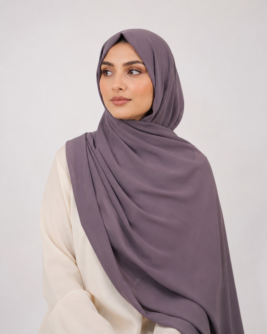 Premium Chiffon Hijab- Lavender Grey