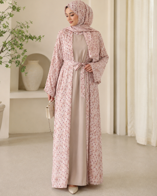 Printed Abaya-Cinnamon Rose