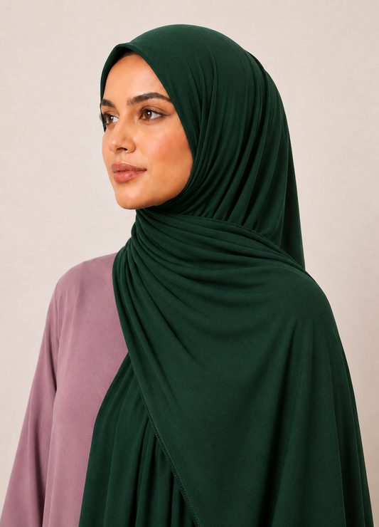 Jersey Hijab- Bottle green