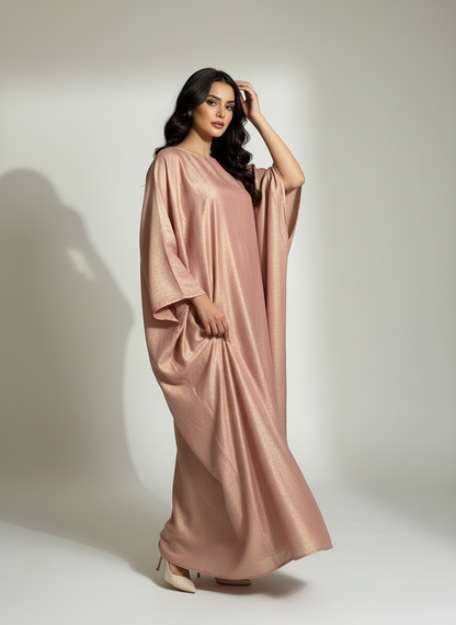 Shiny butterfly abaya-Pink