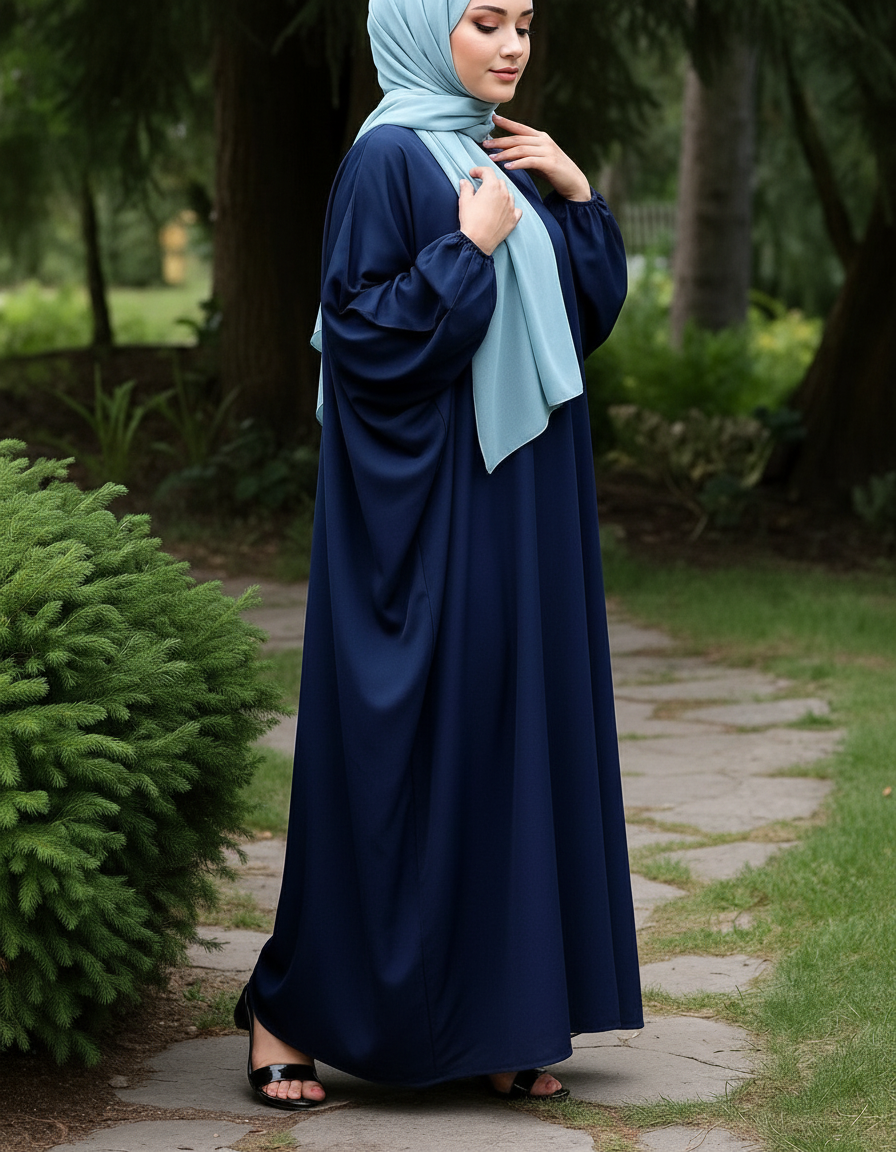 Closed Farasha Abaya-Navy Blue
