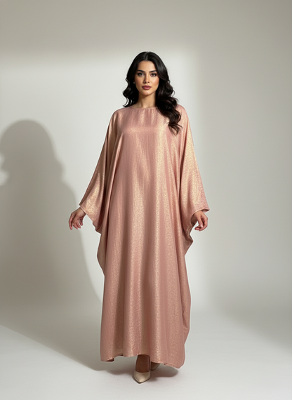Shiny butterfly abaya-Pink
