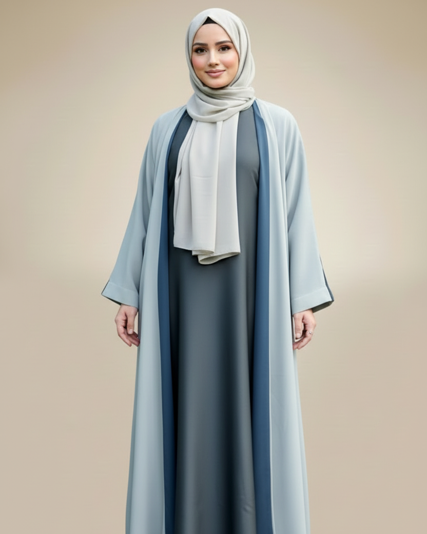 Reversible Abaya in Bottle green/Pista