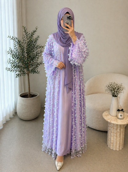 Butterfly Bloom Abaya-Lavender