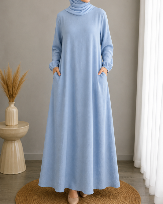 Essential Cotton Abaya- Baby Blue