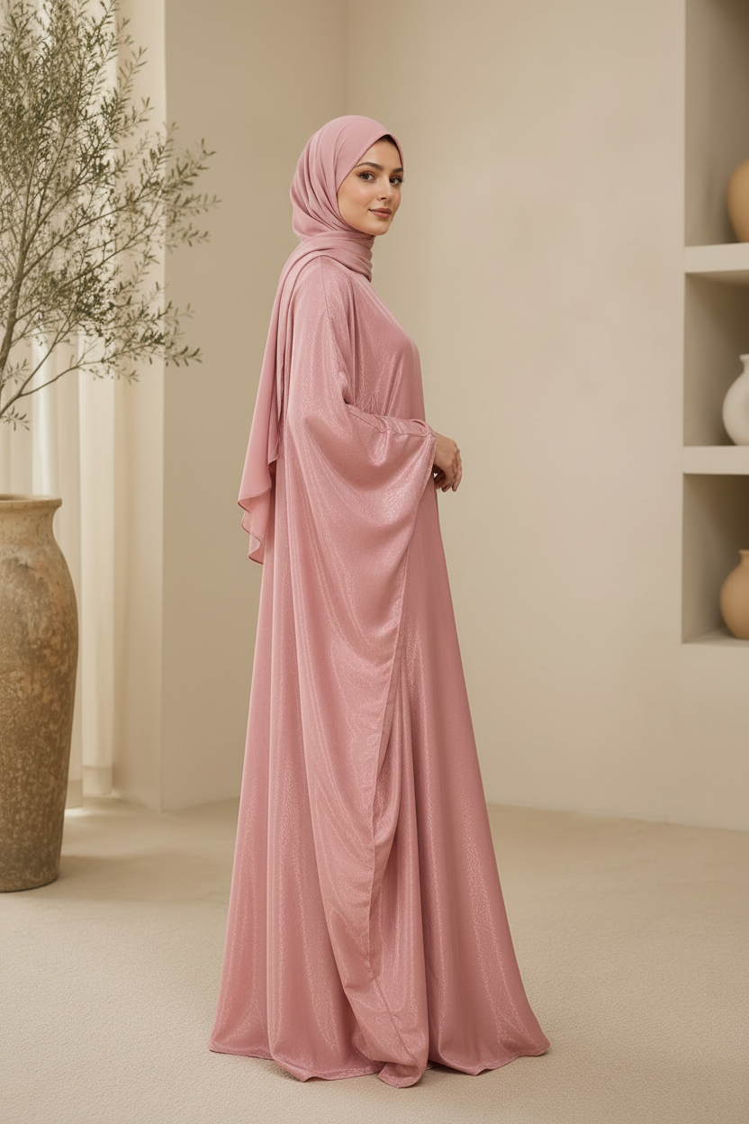 Butterfly abaya-Baby Pink