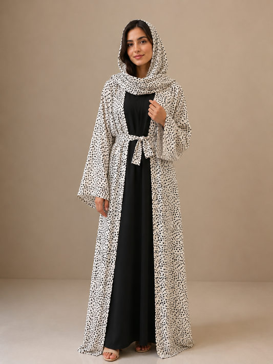 Printed Abaya- Polka Dots