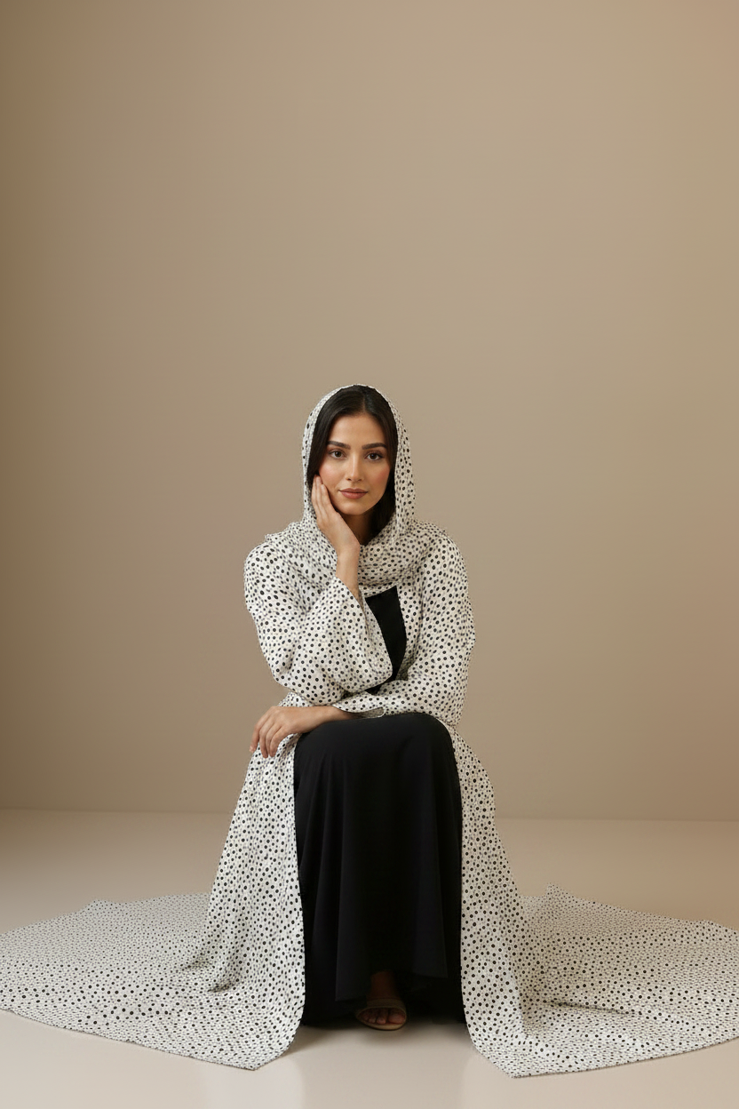 Printed Abaya- Polka Dots