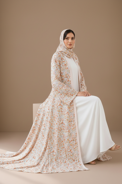 Printed Abaya- Sunset Garden