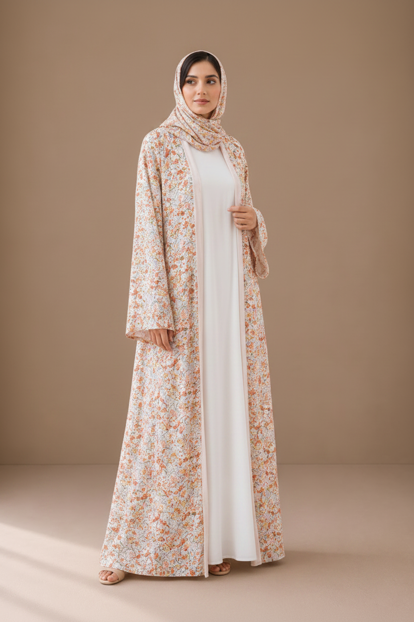 Printed Abaya- Sunset Garden