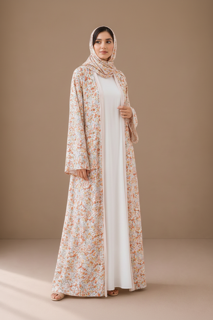 Printed Abaya- Sunset Garden