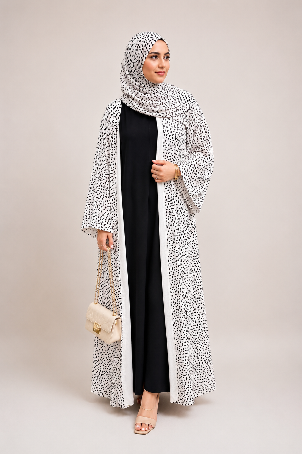 Printed Abaya- Polka Dots