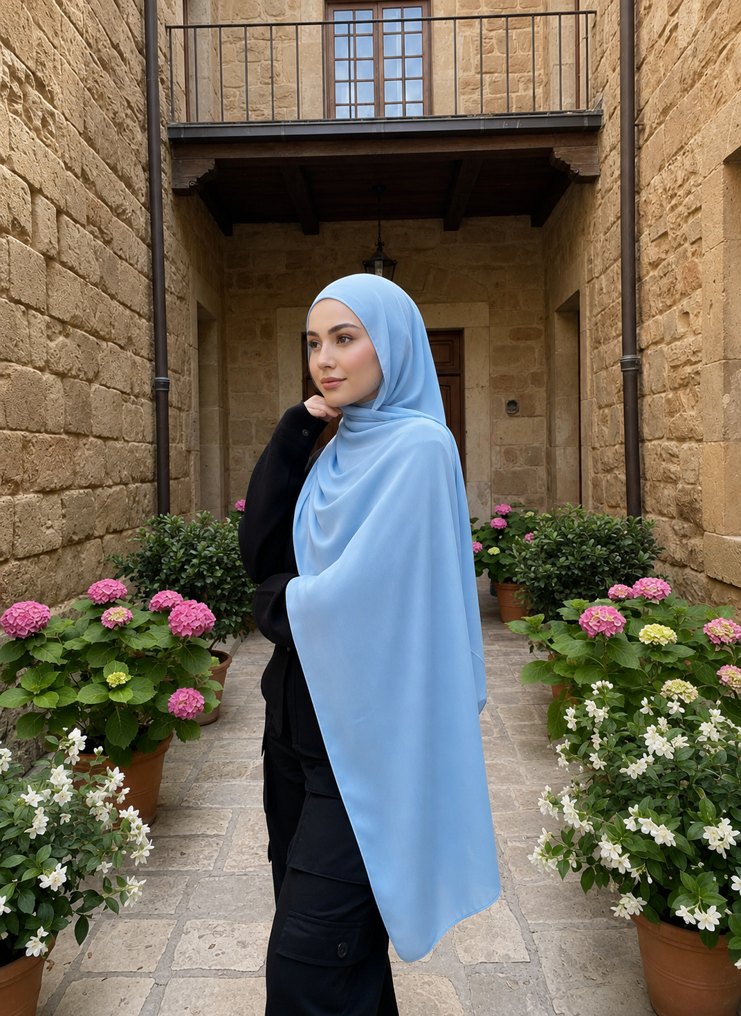 Luxury Plain Modal Hijab- Sky blue