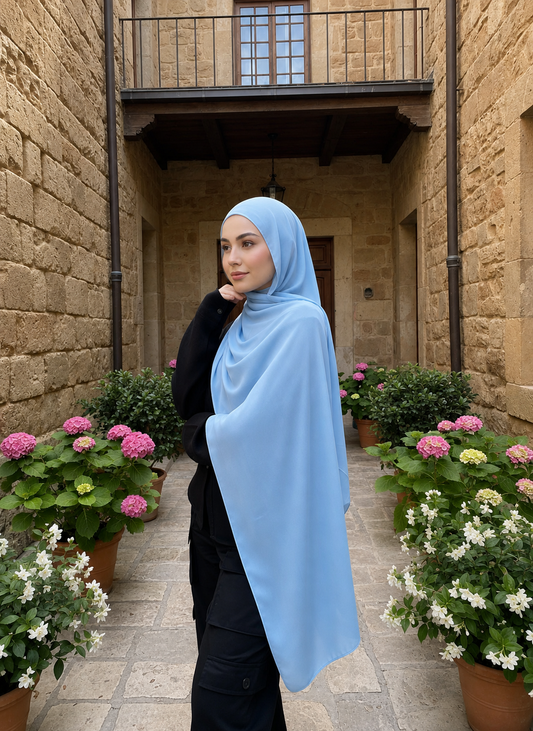 Luxury Plain Modal Hijab- Sky blue