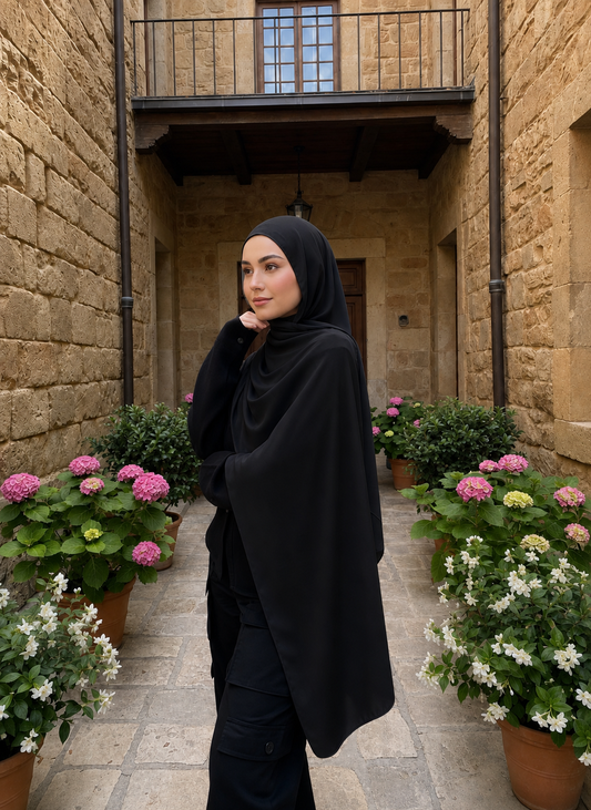 Luxury Plain Modal Hijab- Black