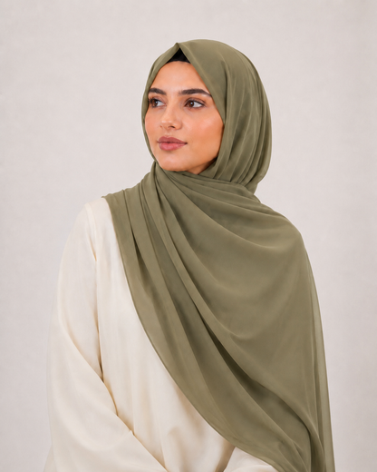 Premium Chiffon Hijab- Olive green