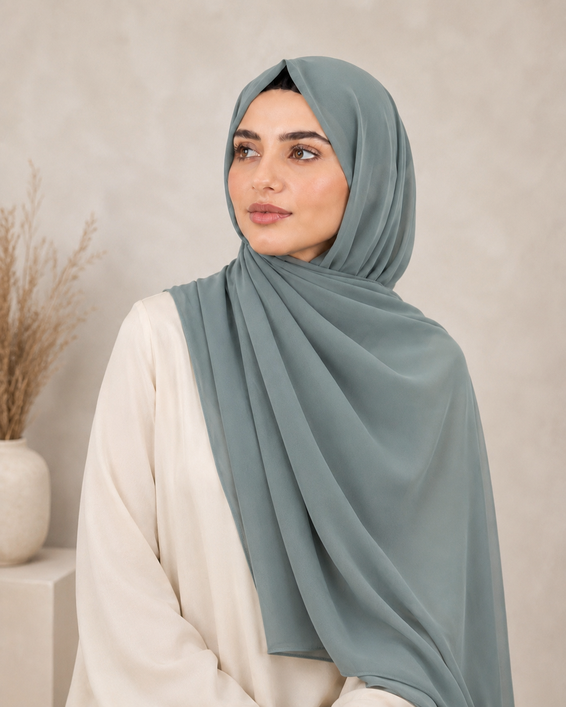 Premium Chiffon Hijab- olive grey