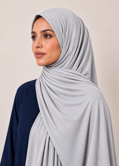Jersey Hijab- Silver Grey