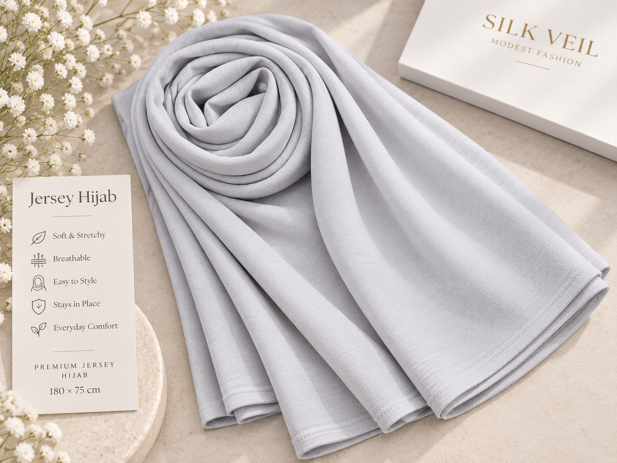 Jersey Hijab- Silver Grey