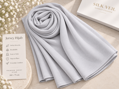 Jersey Hijab- Silver Grey