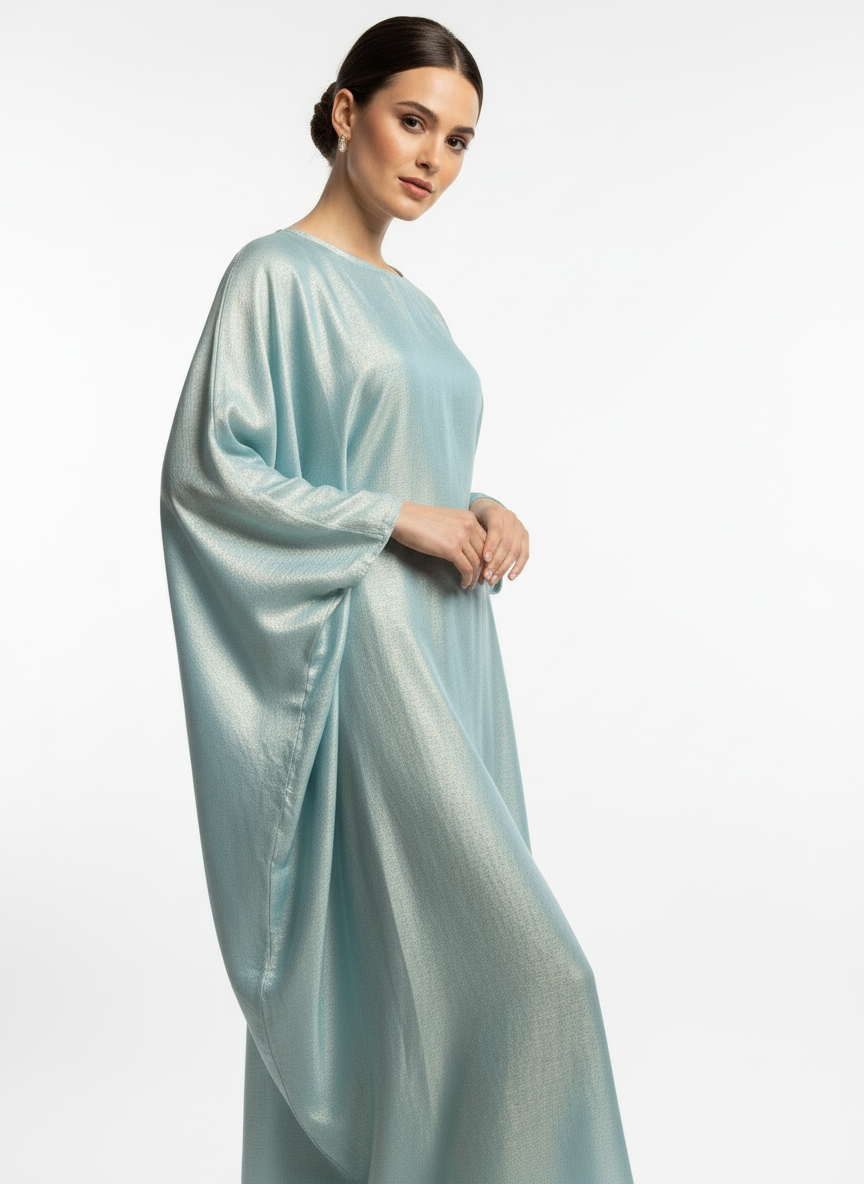 Shiny butterfly abaya-Sky blue