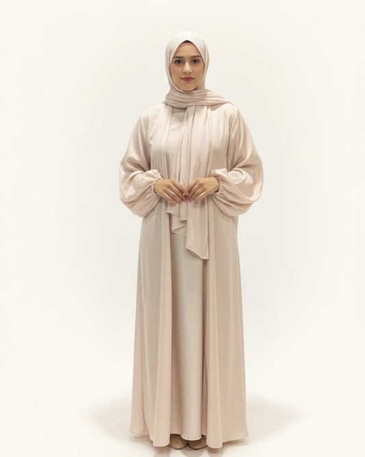 Rose Organza Abaya-Soft Champagne