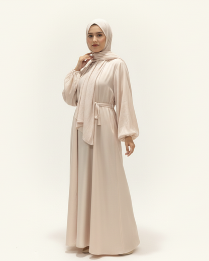 Rose Organza Abaya-Soft Champagne