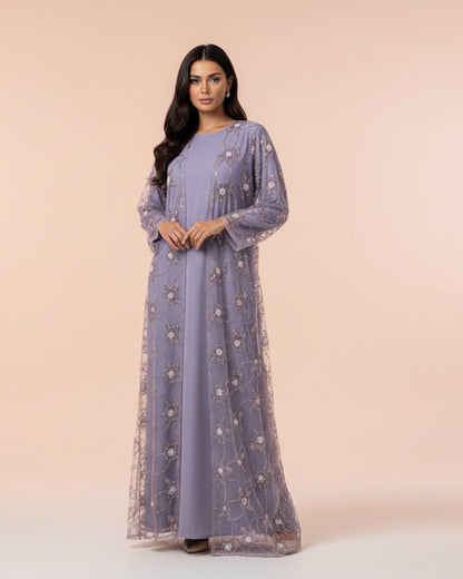 Celestial bloom abaya-Lavender